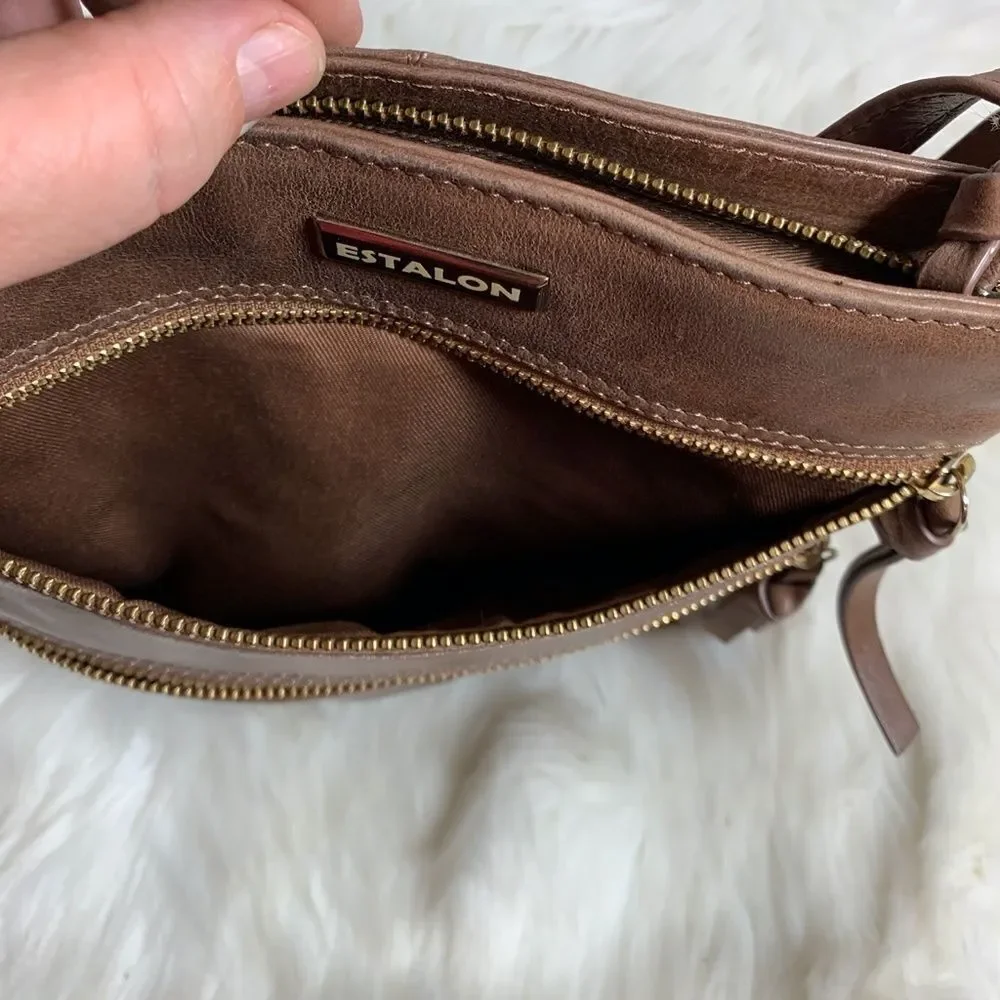 Estalon Brown Leather Crossbody Bag‎